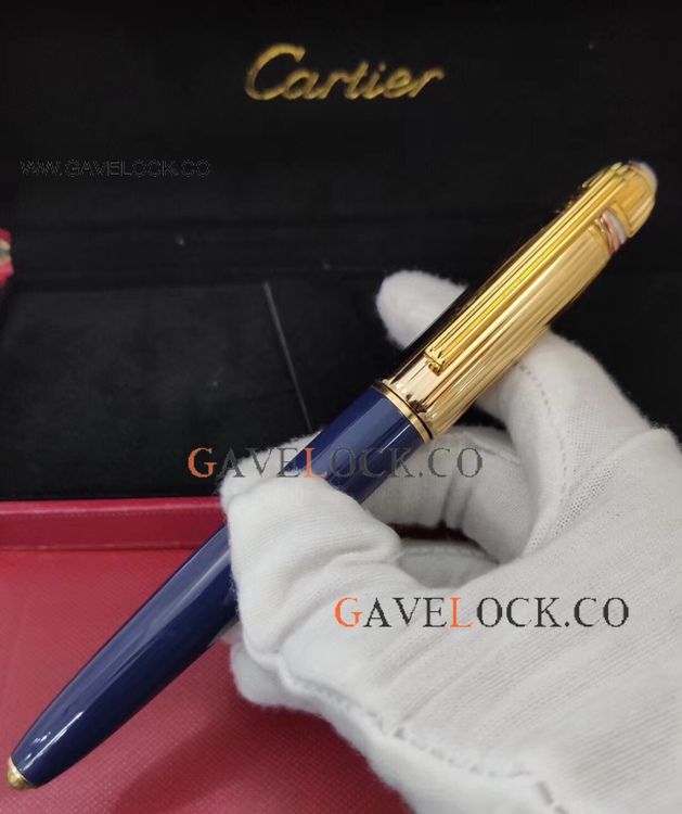 Cartier Pasha De Rollerball Pen - Blue And Gold